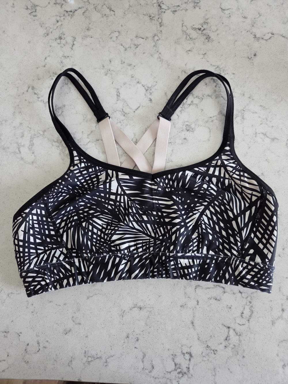 Women's Black & White Patterned Strappy Bralette